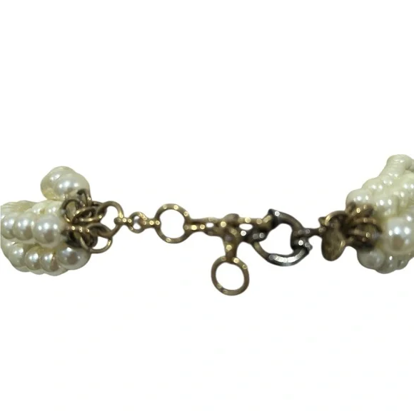 J. Crew Classic Cream Beaded faux pearl layered 5 multi strand Necklace marked - Picture 11 of 11